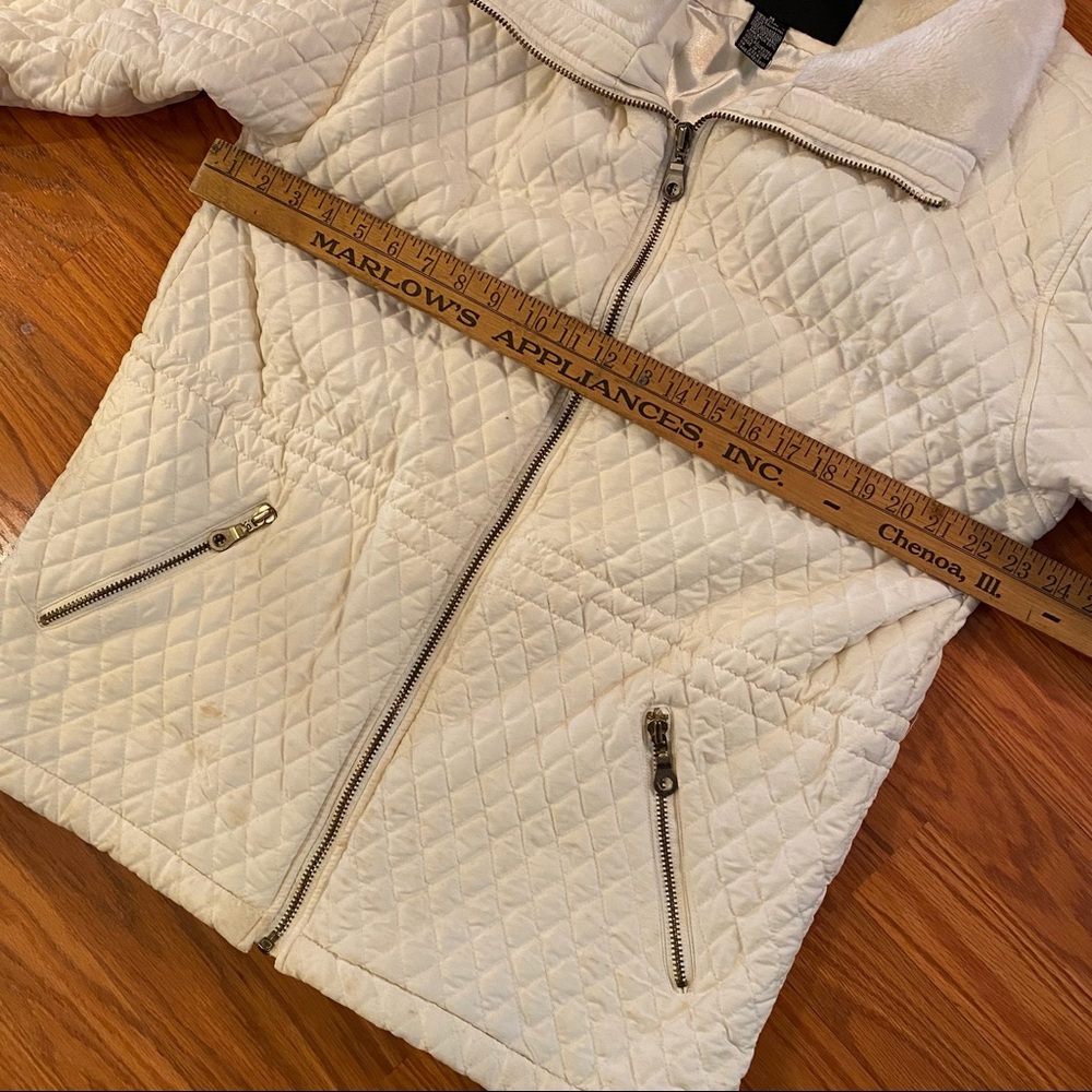 Vintage Y2K Quilted Cloud Coat Puffer Coat Faux Fur Coat Winter White Coat - Picture 11 of 15